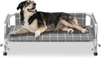 Elevated Dog Bed with Cushion and Three-Sided Fence for Small Medium Dogs | 3-sided safety Guardrail and soft cotton fabric. Anti-slip feet for stable indoor relaxation and outdoor activities