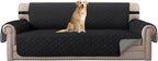H.VERSAILTEX Reversible Couch Cover Sofa Cover for 3 Cushion Couch Water Resistant Dog Couch Protector Furniture Cover for Pet Non Slip Sofa Couch Cover with Elastic Strap(Oversized Sofa, Black/Grey)