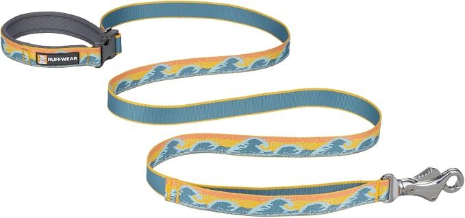 Ruffwear, Crag Dog Leash, 6 ft Reflective Everyday Lead, Swiveling Talon Clip, Padded Handle, Hands‑Free Waist‑Worn Option, Traffic Handle with Accessory Loop, Rising Wave