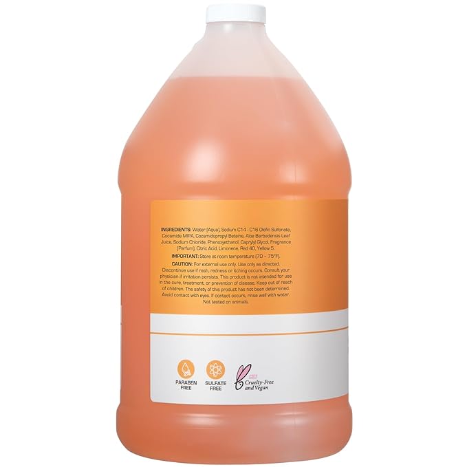 Ginger Lily Farms Club & Fitness Moisturizing Shampoo for All Hair Types, 100% Vegan & Cruelty-Free, Citrus Scent, 1 Gallon Refill (Pack of 4)