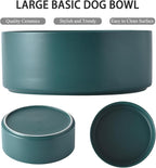 8'' Ceramic Raised Dog Bowl - 70Oz Dog Food & Water Bowl with Elevated Non-Slip Bamboo Stand, Dishwasher & Microwave Safe, Anti Vomiting Heavy Duty Pet Bowl for Medium and Large Dogs, Green