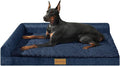 Patas Lague Orthopedic Large Dog Bed Pet Sofa Beds 48''X30''Navy Blue | L Bolster Egg-Crate Foam Dog Couch For Large Sized Dogs, Waterproof Removable Washable Cover, Pet Mat with Nonskid Bottom