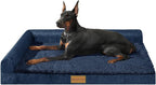 Patas Lague Orthopedic Large Dog Bed Pet Sofa Beds 48''X30''Navy Blue | L Bolster Egg-Crate Foam Dog Couch For Large Sized Dogs, Waterproof Removable Washable Cover, Pet Mat with Nonskid Bottom