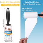 FoldTier 2700 Sheets Lint Rollers for Pet Hair Extra Sticky Portable Lint Remover Brush Roller with 10 Handles 30 Refills Pet Hair Remover for Couch, Clothes Furniture and Carpet Dog Cat