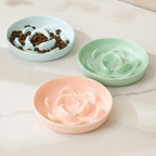 Ceramic Slow Feeder Cat Bowl, 6.3'' Wide Whisker Friendly Cat Puzzle Feeder | Slow Eating 5x, Anti Vomit Shallow Slow Eating Cat Dish for Dry and Wet Food, Microwave and Dishwasher Safe, 6.3" X 1.2"