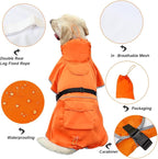 Dog Raincoat Waterproof Dog Rain Coat with Hoodile, Reflective Adjustable Lightweight Pet Rain Jacket for Medium Large Dogs(Orange, 6XL)