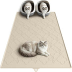 Pawtners Cat Litter Mat Extra Large 42" X 30", Easy to Clean, Beige, 1 Pack | Non-Slip Kitty Litter Mat for Floor, Waterproof & Urine-Proof Cat Litter Mat Litter Trapping Mat, Soft on Kitty Paws