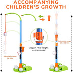 JoyCat 3-in-1 T Ball Set for Kids 3-5,Toddler Baseball Set-T Ball Stand,Hanging Tee,Auto Launcher,6 Balls-Adjustable Height Sports&Outdoor/Indoor Toys for 3 4 5 6 7 8 Year Old Boy Girl Birthday Gift | Adjustable stand switches among tee, hanging-ball a...