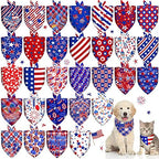 30Pcs 4th of July Dog Bandanas Bulk American Flag Pet Scarf Holiday Puppy Bandanas Washable Adjustable Patriotic Dog Bandana for 250th Anniversary Independence Day Sport Event Small Large Pet Grooming by Piklodo