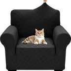 YEMYHOM Couch Cover Latest Jacquard Design High Stretch Sofa Chair Covers for Living Room, Pet Dog Cat Proof Armchair Slipcover Non Slip Magic Elastic Furniture Protector (Small, Leaf Patten Black)
