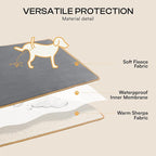 Luciphia Waterproof Blanket for Large Dog, Reversible Sherpa Couch Cover | waterproof pet blanket sherpa fleece reversible couch cover bed protector car from spills scratches, Grey+Beige 65" x 57"