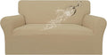 Easy-Going 100% Waterproof Oversized Loveseat Cover, Couch Cover for Sofa | Dual Waterproof Sofa Cover, Stretch Jacquard Sofa Slipcover, Leakproof Furniture Protector for Kids Pets Dog, Sand