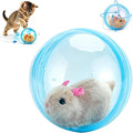 Self-Rolling Interactive Cat Ball - Mouse - Automatic Obstacle Avoidance | Realistic Plush Cat Toy Ball Mouse Designs Automatic Rolling for Chasing Fun Blue Ball