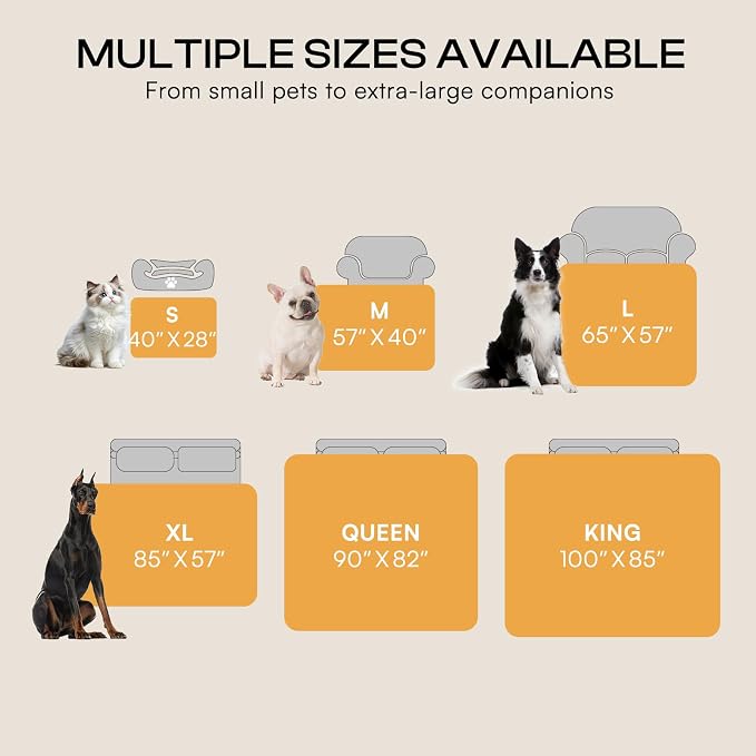 Luciphia Waterproof Pet Blanket, Liquid Pee Proof Dog Blanket for Sofa Bed Couch, Reversible Sherpa Fleece Furniture Protector Cover for Small Medium Large Dogs Cats, Grey Beige Large（65" x 57"） | waterproof pet blanket sherpa fleece reversible couch c...