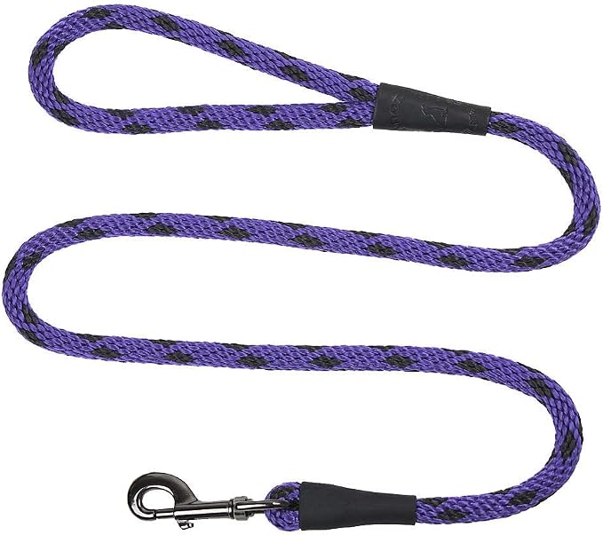 Mendota Pet Snap Leash - British-Style Braided Dog Lead, Made in The USA - Black Ice Purple, 1/2 in x 6 ft - for Large Breeds