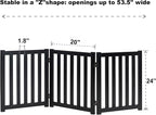 LZRS Wooden Free Standing Foldable Dog Gate Indoor – 60" W x 24" H,Step-Over Safety Pet Gate for Doorways, Stairs, Hallways, Indoor Dog Barrier for Small to Medium Dogs & Puppies, Black