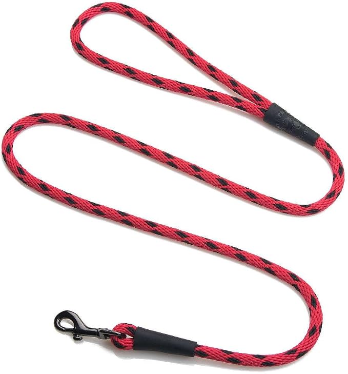 Mendota Pet Snap Leash - British-Style Braided Dog Lead, Made in The USA - Black Ice Red, 3/8 in x 4 ft - for Small/Medium Breeds