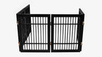 Urnporium Pet Dog Gate Freestanding, Strong Durable Folding Wooden Fence, Portable Acacia Hardwood Safety Barrier for Indoor & Outdoor Use (Black Pet Gate, 5 Panel 24" Tall)