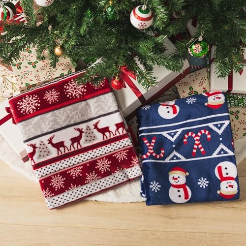 PAVILIA Christmas Sherpa Throw Blanket, Red & White Snowflake, Reindeer, Reversible Fleece & Sherpa Cozy Winter Blanket for Couch & Bed, 50x60, Christmas & Holiday Decor - Image 6