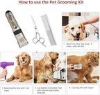 IWEEL Dog Clippers Grooming Kit for Dogs Cats Pets, 2-Speed Heavy Duty | 6 Guide Combs, Low Noise IPX 7 Waterproof Cat Shaver Electric Dog Trimmer Pet Grooming Kit