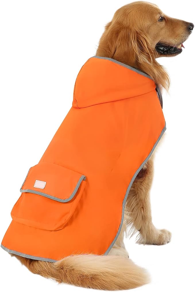 HDE Reversible Hooded Dog Raincoat Slicker Poncho for Small Medium Large Dogs - Camo Orange - XXL - Polyester