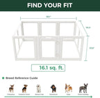 FXW AuraSpace Clear Acrylic Indoor Dog Playpen, 24" H, 10 Panels, White | Open View, Modern Home Fit, No Climbing Bars, Tool-Free Setup, For Puppies & Small Dogs