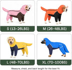 Full-Body Dog Raincoat with Detachable Hood, Waterproof Reflective Dog Rain Jacket with Tail Cover, Adjustable Fit and Leash Portal for Rainy Walks, Bright Yellow, X-Large