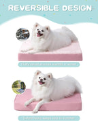 KSIIA Orthopedic Dog Bed for Small Dogs with Waterproof Lining, Pink, 23x17 | Deluxe Soft Plush Dog Crate Bed, Washable Pet Mat with Removable Cover & Egg Crate Foam for Small Dogs Sleeping & Relaxing