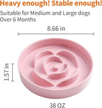 8.66 in Pink Ceramic Slow Feeder Dog Bowl for Medium and Large Breed,Pet Feeding Dog Food Water Dish Heavy Weighted,Puppy Bowl for Fast Eaters,Puzzle Slow Eating Dish Modern Cute