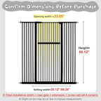 Lumizone 55.12" Extra Tall Pet Gate for Cat Dog 30.12"-59.24" Wide Black | Extra Tall Cat Gate for Doorway Hallway Stairs Pressure Mounted 1.37" Gap No Drilling Auto-Close Dual-Lock