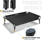 Veehoo Cooling Elevated Dog Bed, Raised Dog Cot with Guardrail & Headrest | Washable Dog Couch Bed for Indoor & Outdoor, Durable Breathable Teslin Mesh, Non-Slip Feet, Large 47" x 32", Black