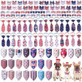 Reginary 120 Pcs 250th Anniversary Dog Bandanas Bulk 4th of July Patriotic Dog Bow Ties and Neckties Set, Red White and Blue Triangle Pet Kerchief Accessories for Small Medium Large Dogs Grooming by Reginary