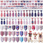 Reginary 120 Pcs 250th Anniversary Dog Bandanas Bulk 4th of July Patriotic Dog Bow Ties and Neckties Set, Red White and Blue Triangle Pet Kerchief Accessories for Small Medium Large Dogs Grooming by Reginary