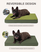 KSIIA Orthopedic Dog Bed for Small Dogs with Waterproof Lining, Green,23x17 | Deluxe Soft Plush Dog Crate Bed, Washable Pet Mat with Removable Cover & Egg Crate Foam for Small Dogs Sleeping & Relaxing
