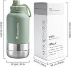 3 in 1 Insulated Stainless Steel Dog & Human Water Bottle | Leakproof Travel Dispenser with 2 Detachable 8.5 oz Bowl, 24H Cold/12H Hot, Carrying Case for Walking, Hiking,Camping & Outdoor Travel