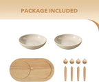 Havniva Elevated Cat Bowls, Cat Food and Water Bowl Set, Ceramic Cat Bowl | Raised Cat Food Bowls, Whisker Friendly, 5.6” Shallow Cat Dishes, Wide Cat Plates, Non-Slip Wood Stand, Two Heights
