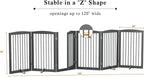 PUPETPO Freestanding Pet Gate with Door, Tall Dog Gate for House, Dog Gates for the House Extra Wide, Pet Puppy Safety Fence, Support Feet Included, 120 Inch Wide, 6 Panels 32" Tall, Gray