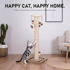 PEEKAB Cat Scratching Post for Indoor Adult Cats and Kittens,33 Inches Tall Large Sisal Scratch Post with Track Ball Toys,Cat Scratcher Toy Beige