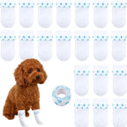 20 Pcs White Disposable Dog Boots for Paw Protection, 20 Pcs Disposable Dog Shoes with Adjustable with Adhesive Tape for Small Medium Large Dogs, Dog Socks to Prevent Paw Licking(S (5-16lb))