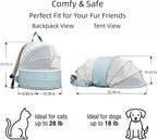 Interactive Expandable Pet Carrier Backpack for Cats & Small Dogs-Interactive Opening Pet Tent Backpack. Expandable for Extra Space.Breathable,Foldable Nest Bed for Travel, Walks,Vet & Home-Blue