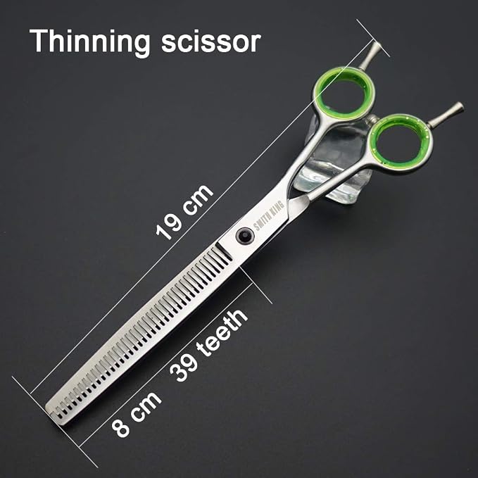 7.0 inches Professional Dog Grooming Scissors Set Straight & thinning & Curved & chunkers & comb 5pcs in 1 Set for left-handed & right handed