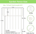 Thrivinest 10 Pack Animal Barrier Fence, No Dig Fence Decorative Fences, 17in(H) x10ft(L) Rustproof Metal Small Garden Fence Border for Dogs Rabbits, Bottom Blocker for Outdoor Yard Patio, White