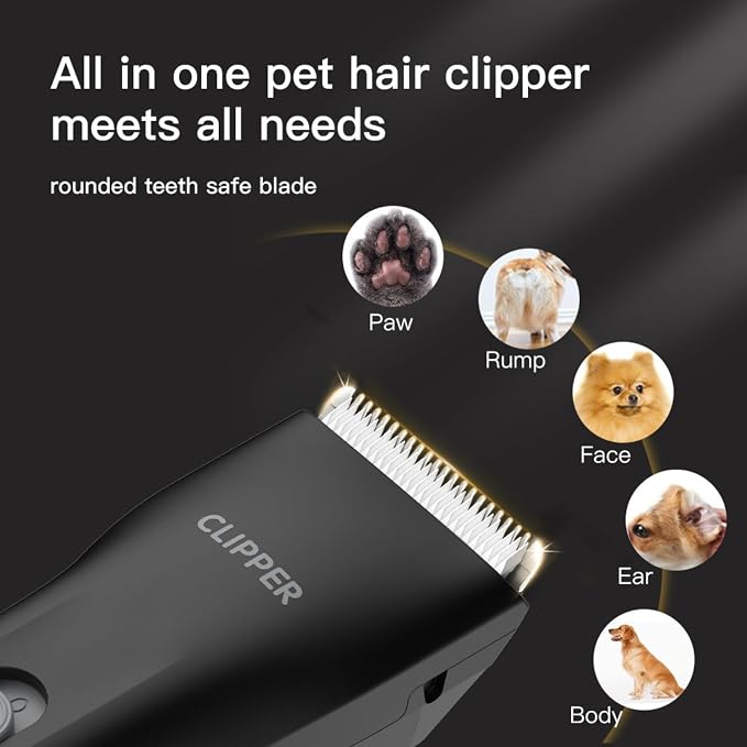 Dog Grooming Kit Clipper for Thick Coat | Low Noise, Cordless Cat Hair Trimmer, Rechargeable Shaver Pet Grooming Tools