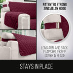 Sofa Shield® Couch Slip Covers for Dogs, Reversible Furniture Protector with Strap, Stain and Tear Resistant Cushion Cover, 62 inch Seat, Machine Washable Slipcover Pets, Cats, Burgundy Tan
