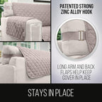 Sofa Shield® Couch Armchair Covers for Dogs, Reversible Furniture Protector with Strap, Stain and Tear Resistant Cushion Cover, 23 inch Seat, Machine Washable Slipcover Pets, Cats, Light Taupe