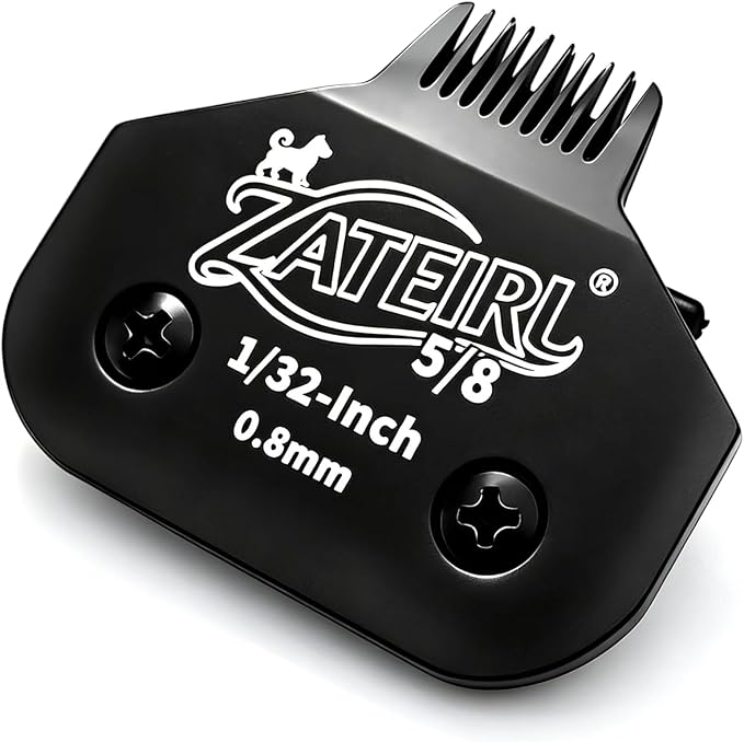 Size 5/8 Detachable Pet Grooming Clipper Blade with Steel Cutter, 1/32 Inch (0.8 mm) Cut Length, Black, Compatible with Andis, Oster A5, Wahl KM10, 1 Pack
