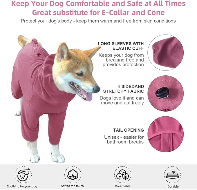 Dog Pajamas for Large Dogs,Extra Large Stretch, Suitable for Adult, Medium-Sized Dogs, Large Pet Jumpsuit Four-Legged Dog Clothes, Pet Clothing. (Red Color, 2XL)