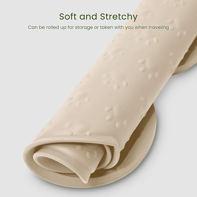PWTAA Dog Food Mat Anti-Slip Silicone Dog Bowl Mat Thicker Pet Placemat Waterproof Cat Feeder Pad with Raised Edge Puppy Kitten Feeding Mats Suitable Small Medium-Sized Dogs Cats Eating Tray - 2PCS