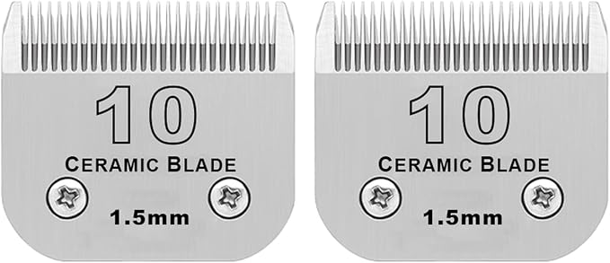 10# Grooming Ceramic Pet Clipper Blades Compatible with Andis & Oster A5 | Cut Length 1/16"(1.5mm),Compatible with Wahl KM10 Series Clippers,2 PACK