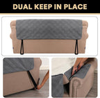 100% Waterproof Loveseat Covers for 2 Cushion Couch Sofa Covers Waterproof and Washable Sofa Slipcover with Side Pocket Furniture Protector with Elastic Straps(Loveseat 48", Grey)